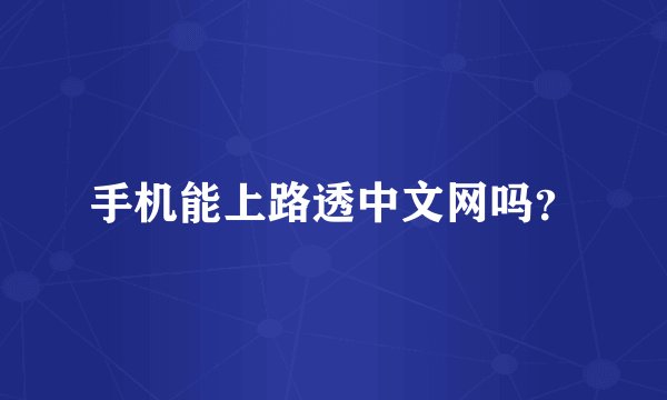 手机能上路透中文网吗？