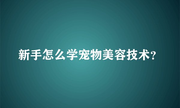 新手怎么学宠物美容技术?