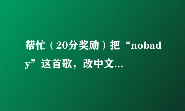 帮忙（20分奖励）把“nobady”这首歌，改中文歌词。不要有关爱情都行