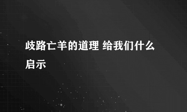 歧路亡羊的道理 给我们什么启示