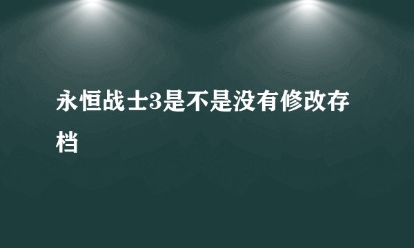 永恒战士3是不是没有修改存档