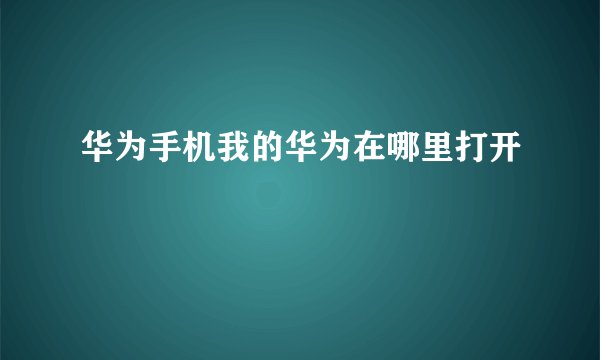 华为手机我的华为在哪里打开