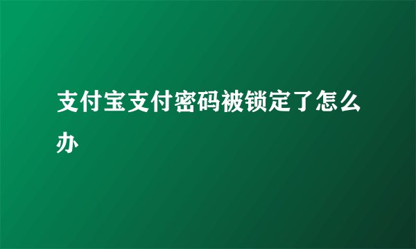 支付宝支付密码被锁定了怎么办