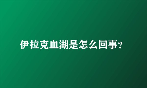 伊拉克血湖是怎么回事？