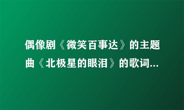 偶像剧《微笑百事达》的主题曲《北极星的眼泪》的歌词是什么？