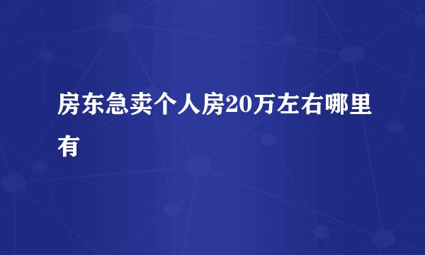房东急卖个人房20万左右哪里有