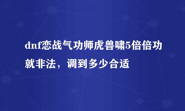 dnf恋战气功师虎兽啸5倍倍功就非法，调到多少合适