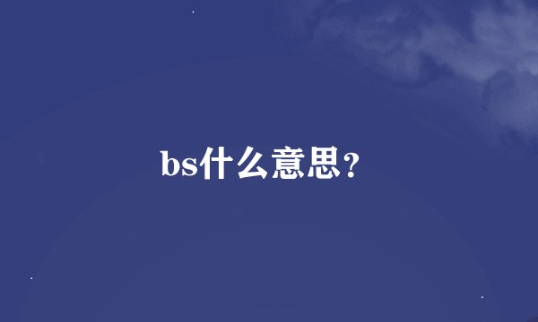 bs什么意思？