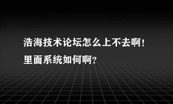 浩海技术论坛怎么上不去啊！里面系统如何啊？
