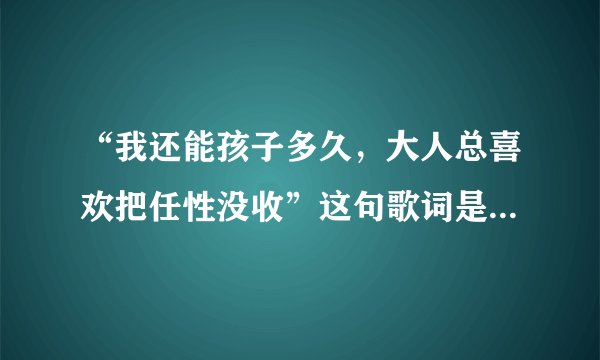 “我还能孩子多久，大人总喜欢把任性没收”这句歌词是什么歌里的？求答案！