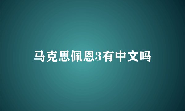 马克思佩恩3有中文吗