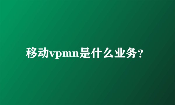 移动vpmn是什么业务？