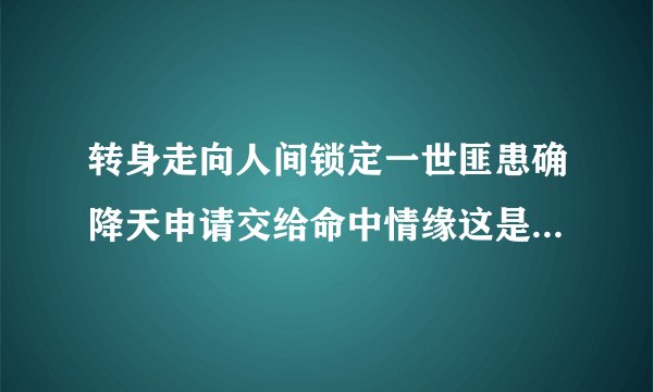 转身走向人间锁定一世匪患确降天申请交给命中情缘这是什么歌啊