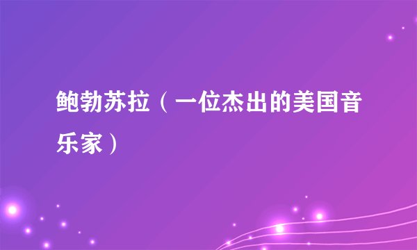 鲍勃苏拉（一位杰出的美国音乐家）