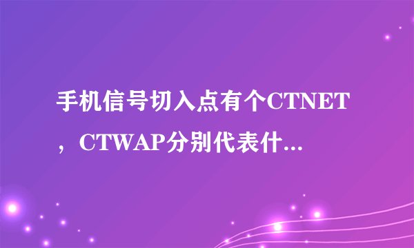 手机信号切入点有个CTNET，CTWAP分别代表什么呢？那个好用？