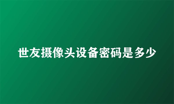 世友摄像头设备密码是多少