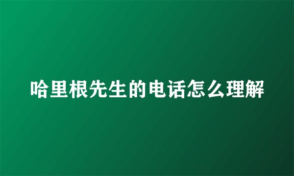 哈里根先生的电话怎么理解
