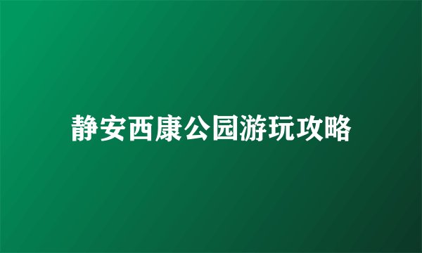 静安西康公园游玩攻略