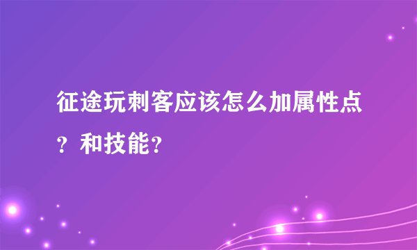 征途玩刺客应该怎么加属性点？和技能？