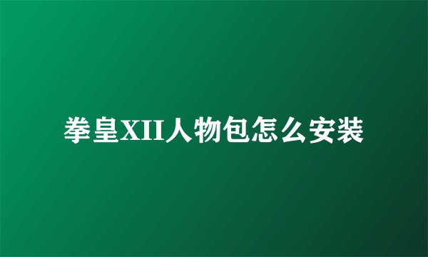 拳皇XII人物包怎么安装