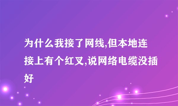 为什么我接了网线,但本地连接上有个红叉,说网络电缆没插好