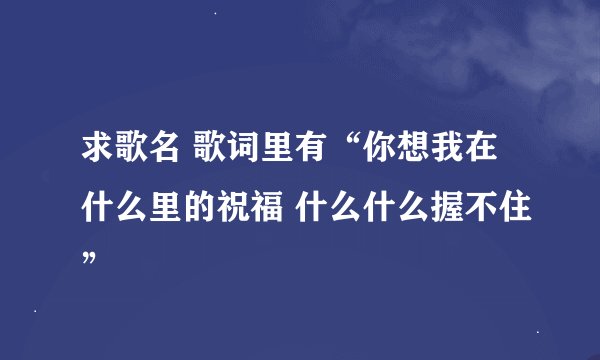 求歌名 歌词里有“你想我在什么里的祝福 什么什么握不住”