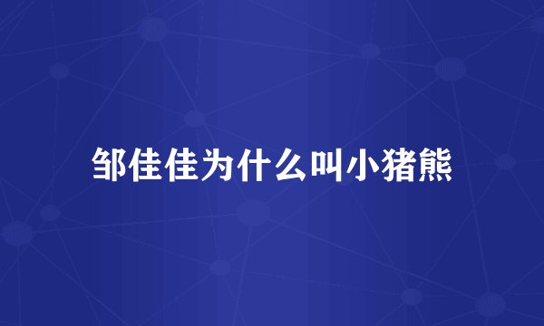 邹佳佳为什么叫小猪熊