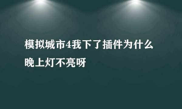 模拟城市4我下了插件为什么晚上灯不亮呀
