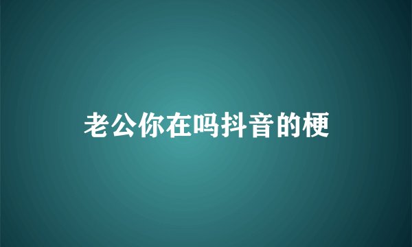 老公你在吗抖音的梗