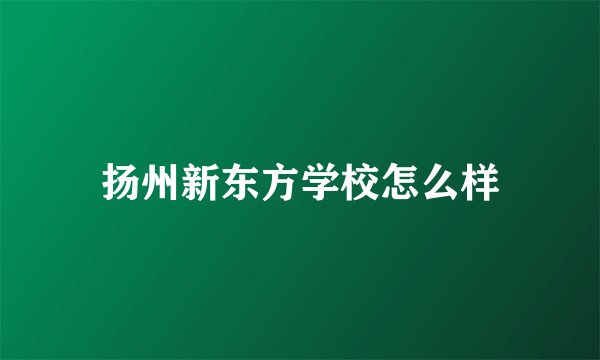 扬州新东方学校怎么样