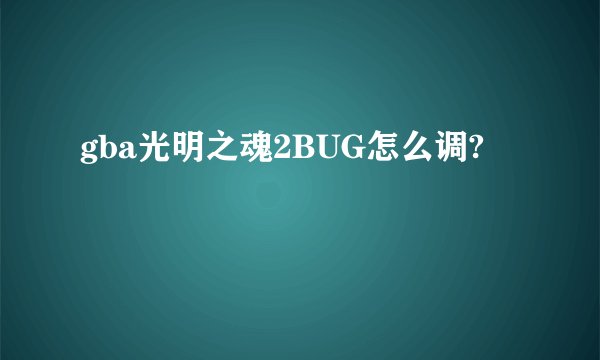 gba光明之魂2BUG怎么调?