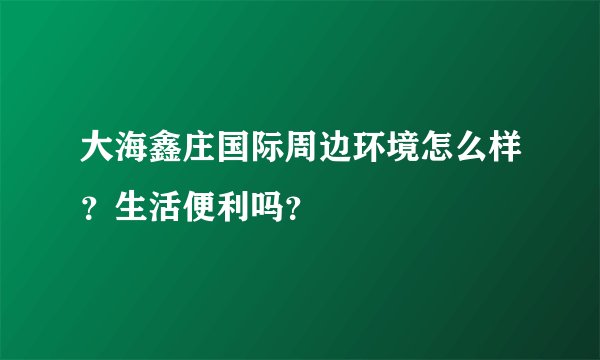 大海鑫庄国际周边环境怎么样?生活便利吗?