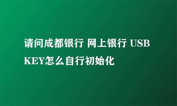 请问成都银行 网上银行 USBKEY怎么自行初始化