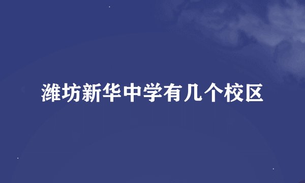 潍坊新华中学有几个校区