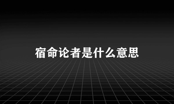 宿命论者是什么意思