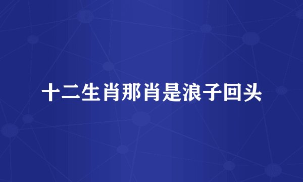 十二生肖那肖是浪子回头