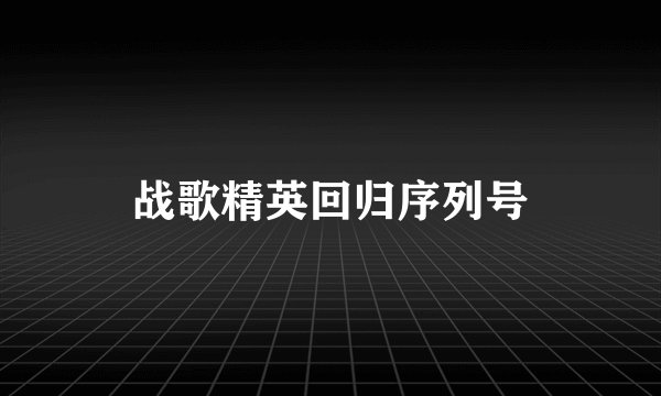 战歌精英回归序列号