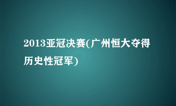 2013亚冠决赛(广州恒大夺得历史性冠军)