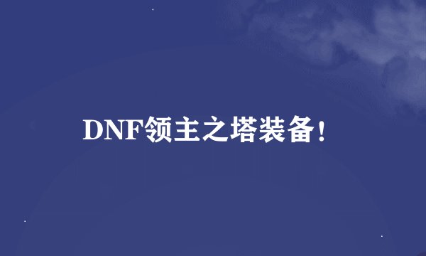 DNF领主之塔装备！
