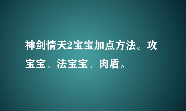 神剑情天2宝宝加点方法。攻宝宝、法宝宝、肉盾。