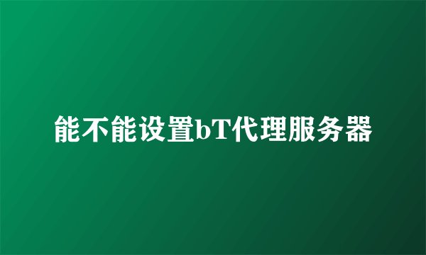 能不能设置bT代理服务器