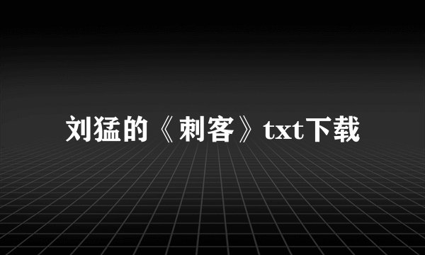 刘猛的《刺客》txt下载