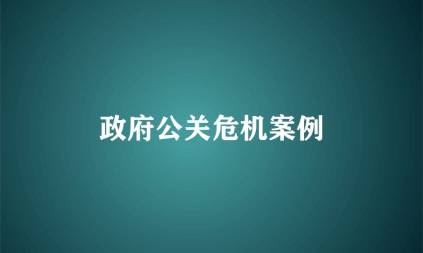 政府公关危机案例