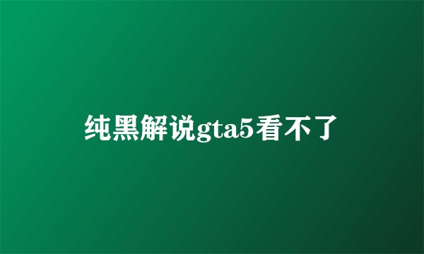 纯黑解说gta5看不了