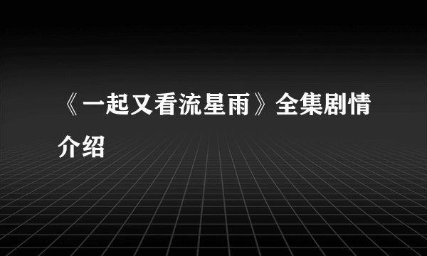 《一起又看流星雨》全集剧情介绍