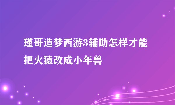 瑾哥造梦西游3辅助怎样才能把火猿改成小年兽