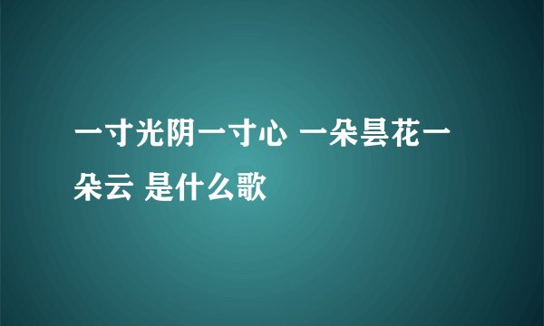 一寸光阴一寸心 一朵昙花一朵云 是什么歌