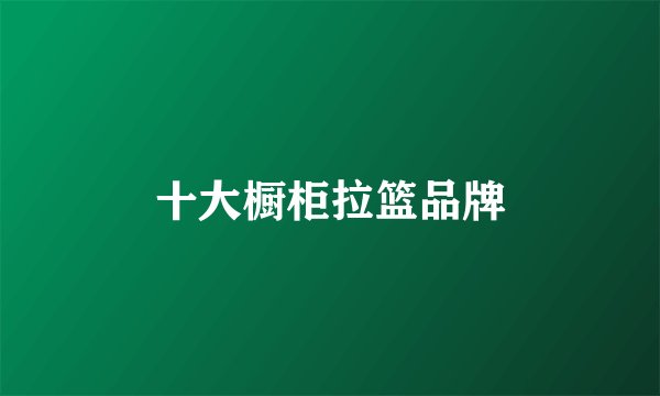 十大橱柜拉篮品牌