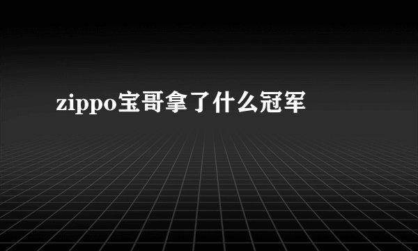 zippo宝哥拿了什么冠军
