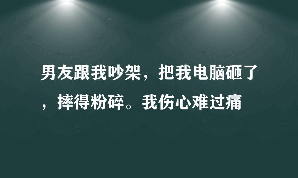 男友跟我吵架，把我电脑砸了，摔得粉碎。我伤心难过痛